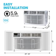 10000 BTU Window Air Conditioner, Cools up to 450 Sq. Ft Window AC Units with Wi-Fi Enabled and Remote Control, Ultra Quiet, Energy Efficient Indoor Window AC with Reusable Filter for Bedroom