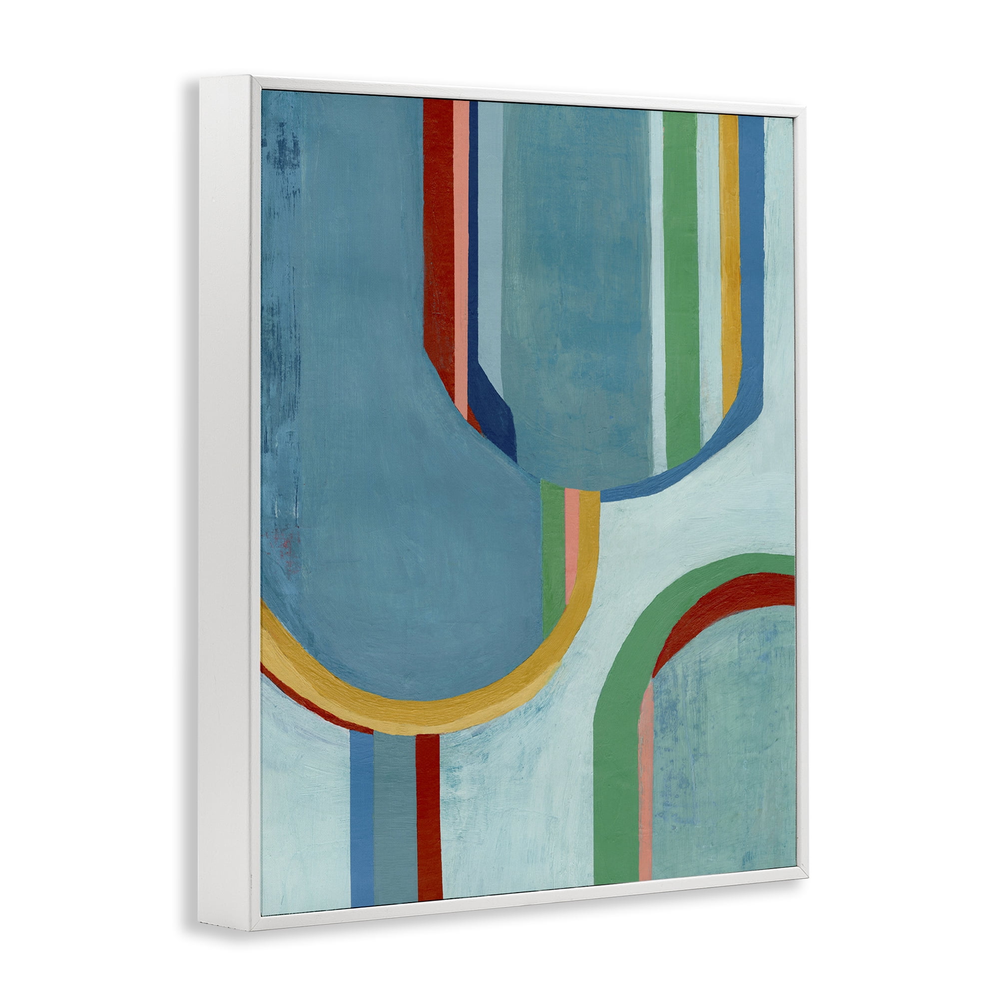 Stupell Industries Blue Striped Arches Abstract Painting White Framed Art Print Wall Art, 11 x 14