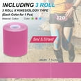 thumbnail image 2 of Uxcell 5.5 Yard x 3 Inch Kinesiology Tape, Adhesive Cotton Sports Muscle Support Tapes Waterproof Elastic Tape Light Blue/Green/Pink 3 Roll, 2 of 7