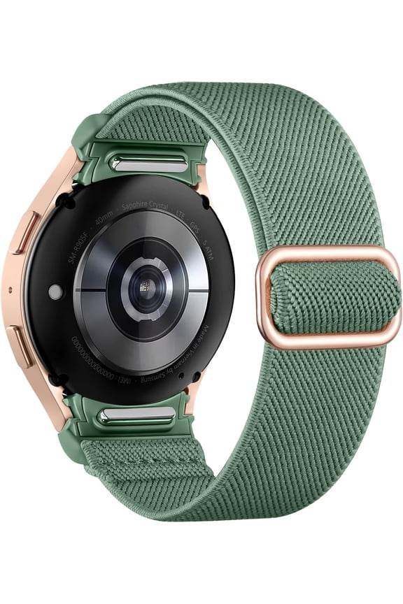 Elastic Bands Compatible with Samsung Galaxy Watch 7/FE/6/5/4 40m 44mm/6 Classic 43mm 47mm/5 Pro 45mm/4 Classic 42mm 46mm, 20mm One Click No Gap Nylon Stretchy Strap for Women Men, Cactus