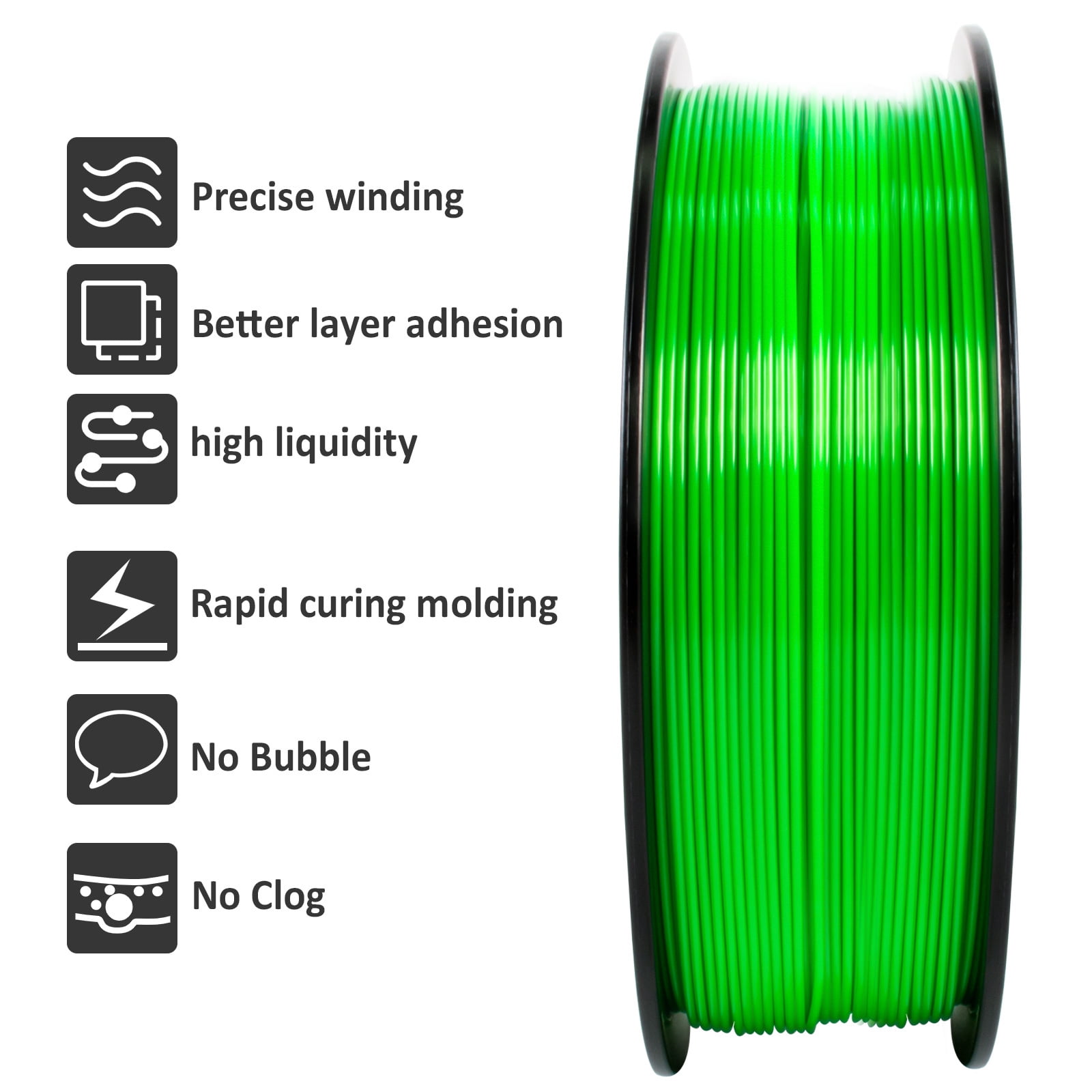 Geeetech 1.75mm PLA 3D Printer Filament, 10kg Spool (22lbs), Dimensional Accuracy +/- 0.03mm,Green
