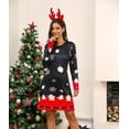 thumbnail image 5 of Womens Christmas Dresses Long Sleeve Casual V-Neck Cocktail Floral Dresses Party A Line Xmas Midi Party Holiday Swing Dress, 5 of 10