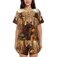 thumbnail image 1 of Balery Vintage Sunflower Cow Conjunto de Pijama para Mujer con Estampado, Dos Piezas de Manga Corta y Shorts, Ropa de Dormir Suave con Cuello Redondo y Bolsillos-3X-Large, 1 of 6
