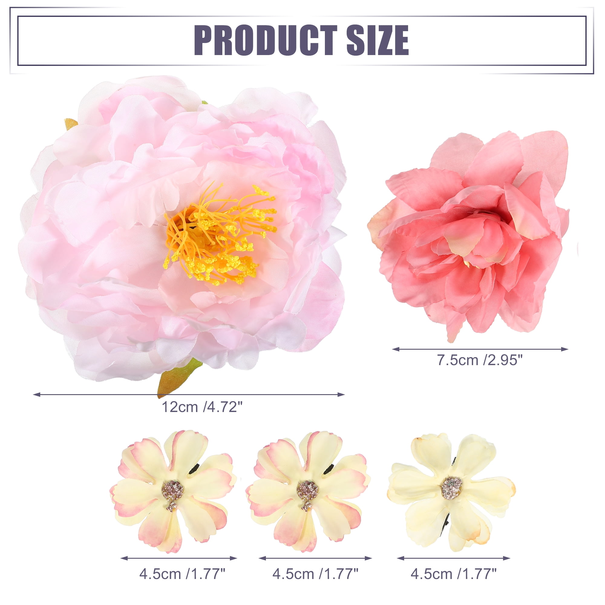 Unique Bargains 5Pcs Flower Hair Clips Flower Hair Barrettes Fake Flowers