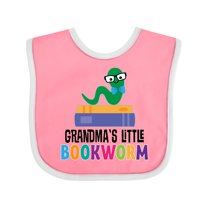 Inktastic Grandma Little Bookworm Kids Reading Boys or Girls Baby Bib