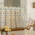 thumbnail image 2 of Faty-T Boho Pom Pom Sheer Valance Kitchen Curtains 18 Inches Long 1 Panels, Semi Sheer Rod Pocket Over Sink Cafe Curtain, Window Short Small Drapes (Green,70"x18"), 2 of 6