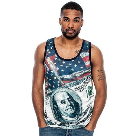 Jersey Print Shift - Men's True Rock Tank Top Jersey Style All Over Print Shirt (XL) W38