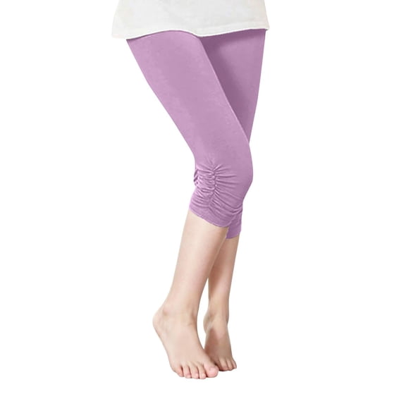 Mercatoo Skinny 𝗖apri Leggings for Girls Ruched Cropped Trousers Tween Dance Running Yoga Pants Athletic Leggings 𝐋ounge Pants