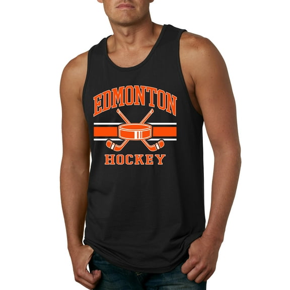 Wild Bobby City of Edmonton Hockey Fantasy Fan Sports Men's Tank Top, Black, Small