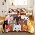 thumbnail image 1 of Cat Duvet Cover Set Digital Different Color Cartoon Cute Cat Bedding Set Bedclothes Double Queen King Size Polyester Qulit Cover, 1 of 6