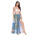 thumbnail image 2 of FORMRS Womens Long Sarong Beach Wrap Semi-Sheer Bikini Skirt Bathing Swimsuit Cover Up, Sea Window, 2 of 7