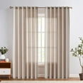 thumbnail image 7 of Curtainking Back Tab Linen Curtains and Drapes for Living Room Bedroom Farmhouse Curtains 84 inches Rod Pocket Taupe Light Filtering Curtains Pack of 2, 7 of 7