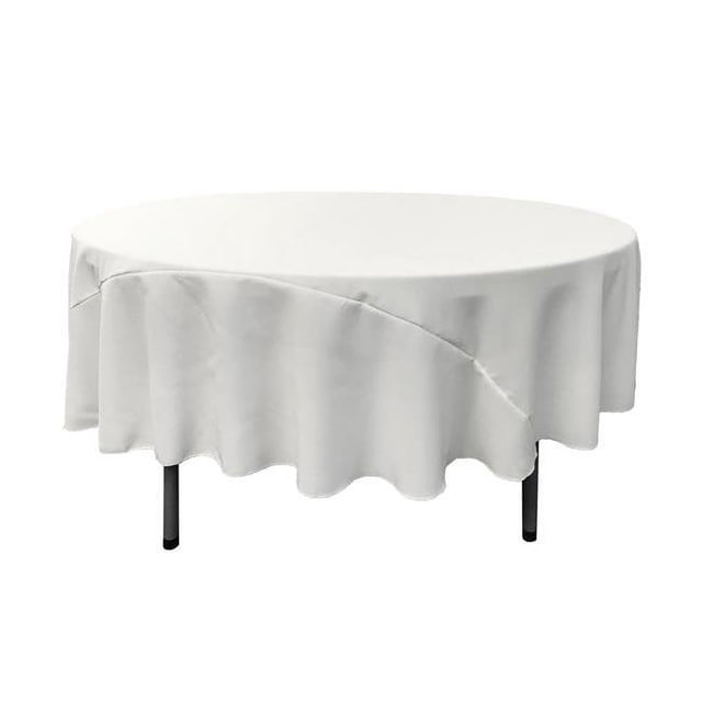 LA Linen TCpop90R-WhiteP11 Nappe en Popeline de Polyester, Blanc - Rond 90 Po.