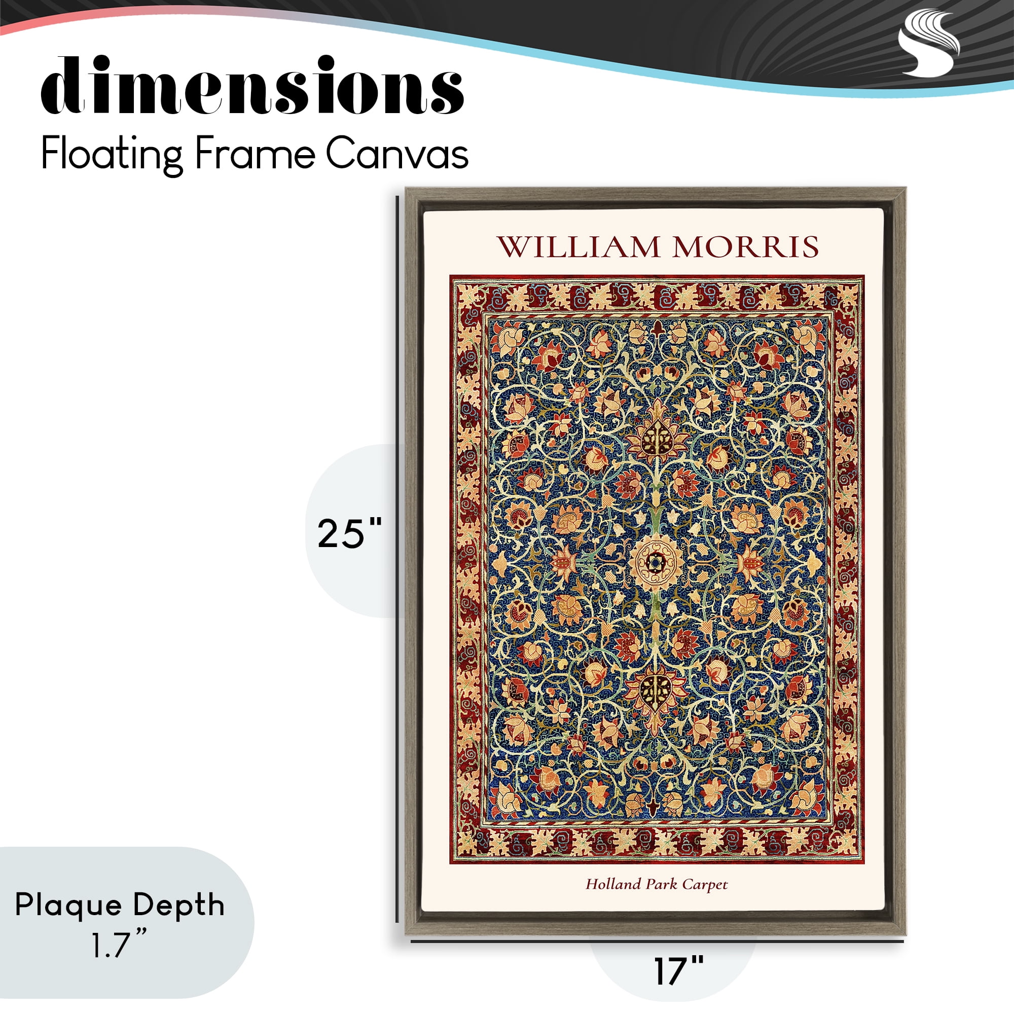 Stupell Industries Holland Park William Morris Design Brown Framed Floater Canvas Wall Art, design by Vintage Hustle