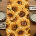 thumbnail image 5 of Yellow Sunflowers Table Runner, Watercolor Floral Flowers Vintage Washable Cotton Linen Table Runners 120 Inches Long, Dresser Scarf Runner for Dining/Living Room/Kitchen/Square Tables 13''x120'', 5 of 9