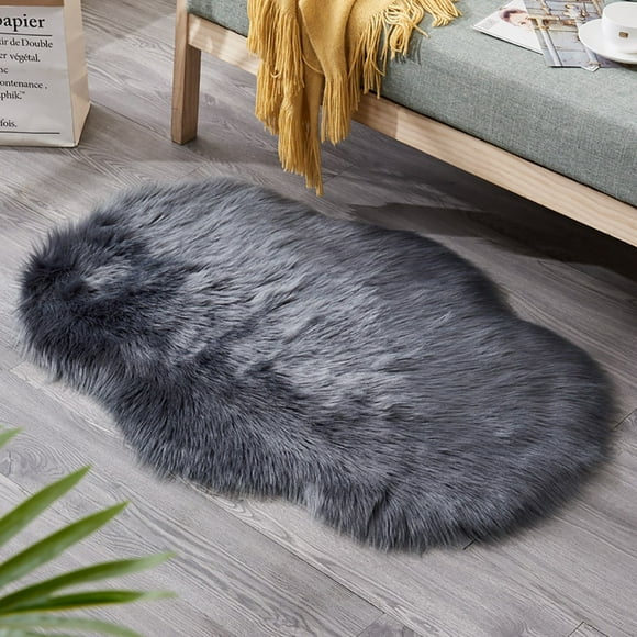 Agiferg Wool Imitation Sheepskin Rugs Faux Non Slip Bedroom Shaggy Carpet Mats