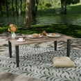 thumbnail image 3 of COOS BAY Patio Furniture Rectangular Coffee Table with Wood Grain Top for Indoor Outdoor Use, 3 of 9