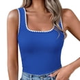 thumbnail image 2 of Women's Square Neck Sleeveless Tank Top,Colorblock Casual Fit Summer Top,Breathable Slim Layering Camisole for Daily Wear,Vacation,Office Blue XL, 2 of 8