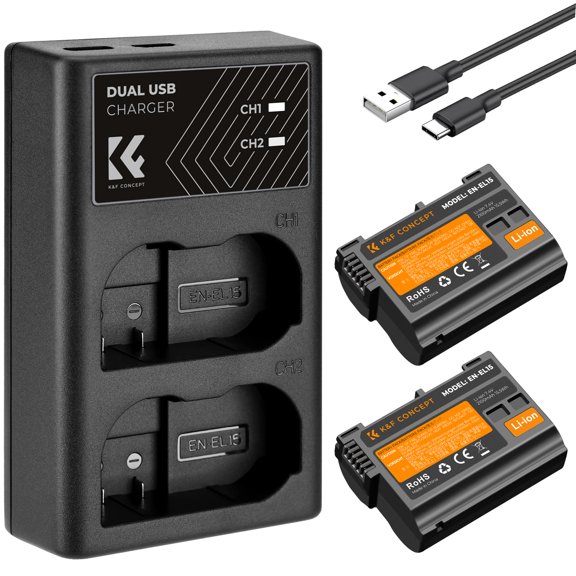 Batería y cargador de doble ranura K&F Concept EN-EL15 para Nikon Z8