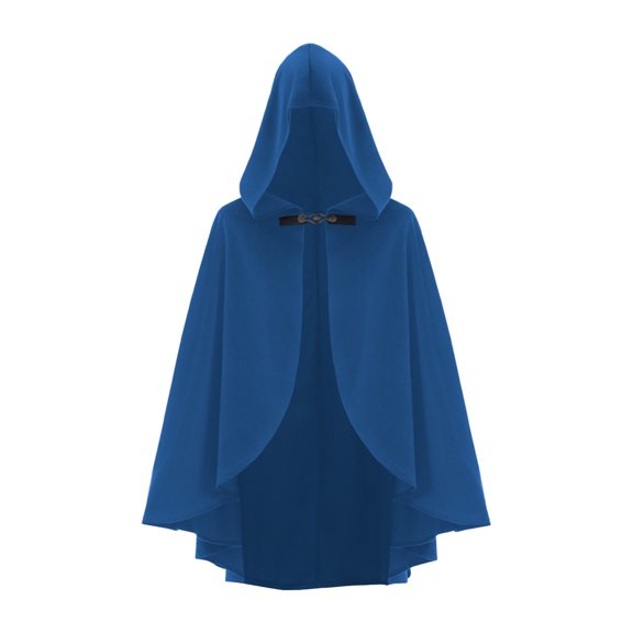 UTSJKR Hooded Medieval Cloak Cape with Buckle Closure Vintage Renaissance Cosplay Robe for Themed Party Dress Up Blue