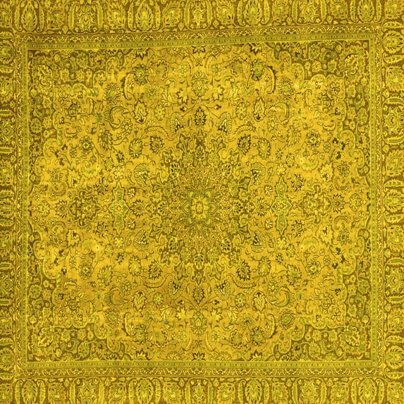 Ahgly Company Indoor Square Abstract Yellow Modern Area Rugs, 4' Square