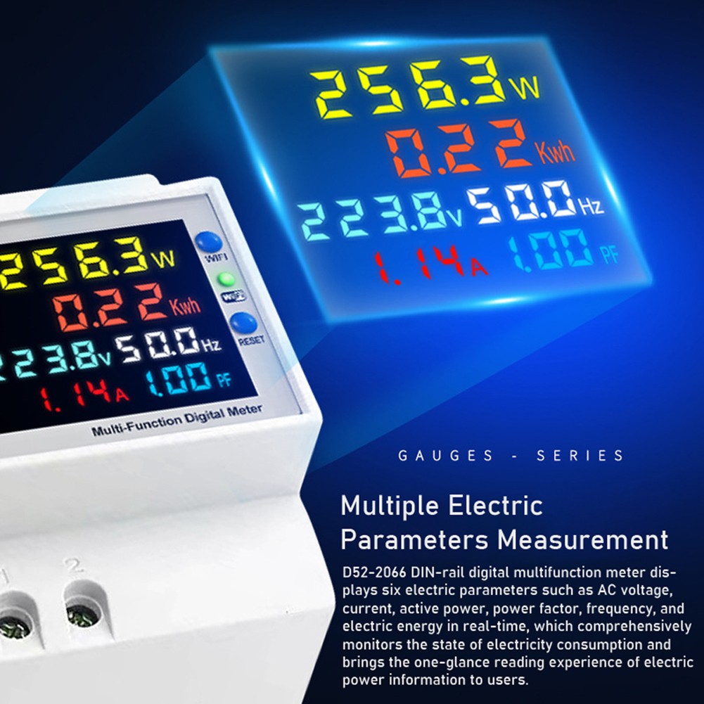 1pc For Tuya Smart WiFi Digital Display Electricity Meter Multiple Function DIN Rail Electrical Equipment