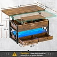 thumbnail image 2 of Lift Top Coffee Table with 2 Drawers and LED Lights, 4 in 1 Coffee Tables with Storage for Living Room, Rustic Brown, 2 of 7