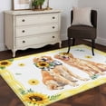thumbnail image 4 of Cute Dog Washable Area Rugs 4'x6', Sunflower Daisy Yellow Plaid Summer Field Animal Low Pile Throw Living Room Rug Non-Slip Sturdy Edge Binding Carpet for Indoor Entryway Bedside Kitchen, 4 of 9