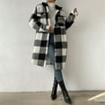 thumbnail image 6 of Bovemsi Trench Coats Women'S Autumn Or Winter Button Down Lapel Plush Plaid Coat Loose Long Fall Winter Clothes XL, 6 of 8