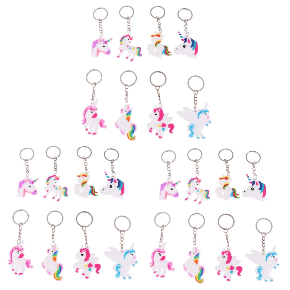 Hemoton 144 pcs  Cartoon Unicorn Key Ring Unicorn Keychain Hanging Ornament Keychain Pendant (Random Style)