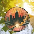 thumbnail image 3 of Stylish Metal Hanging Wind Spinners & Chimes - Dynamic Cityscape Design with Radiating Lines Perfect for Vibrant Yard & Garden Decor, 3 of 6