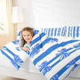 thumbnail image 4 of Manfei Ensemble de Couette avec Ruban et Nœud de Rêve pour Filles, Ensembles de Couette Simple à Rayures Bleu et Blanc, Ensemble de Literie Style Princesse, Décor de Chambre Léger Réversible 2 Pcs, 4 of 6