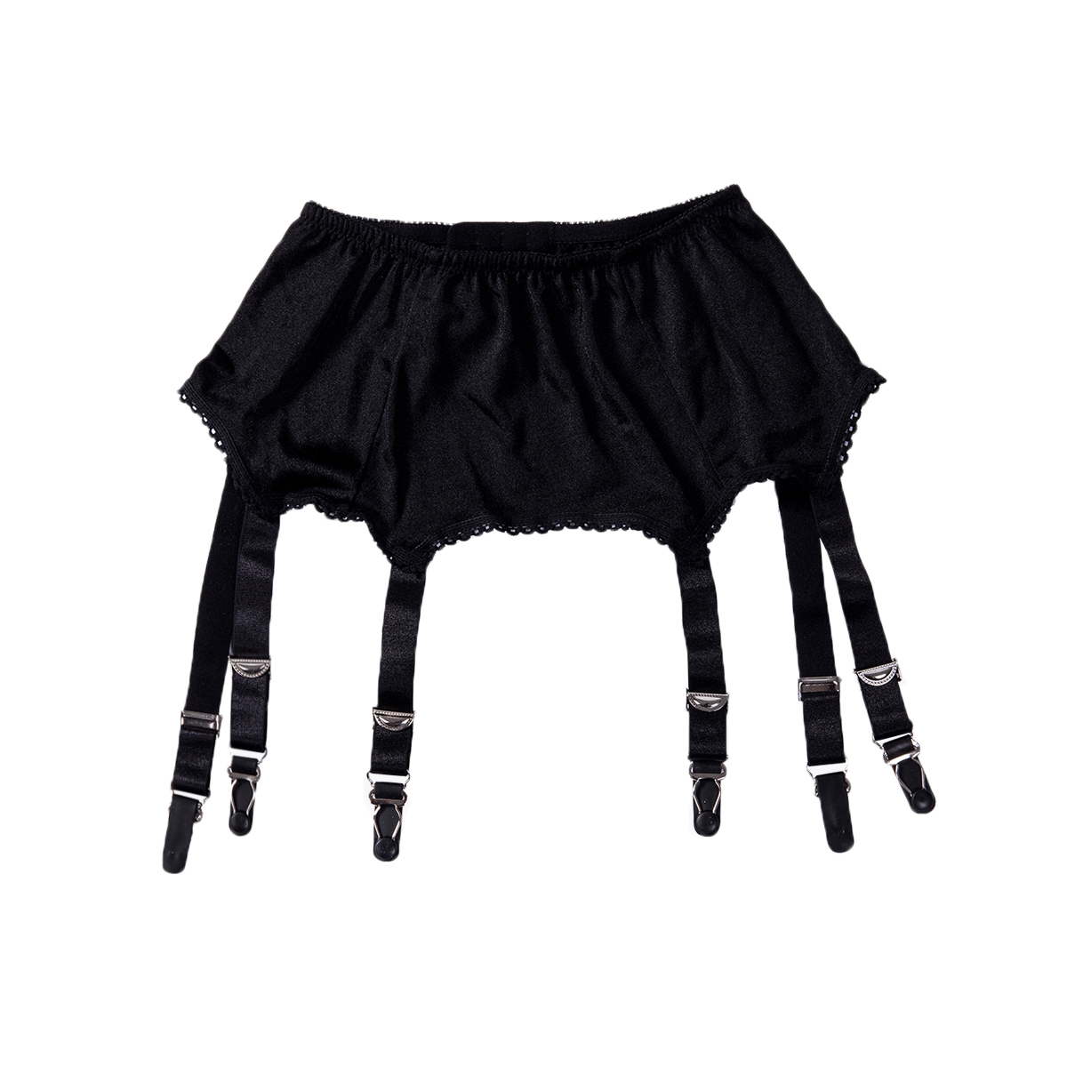 Women Garter Belt High Waist Lace Suspender Belt with Six Straps Metal