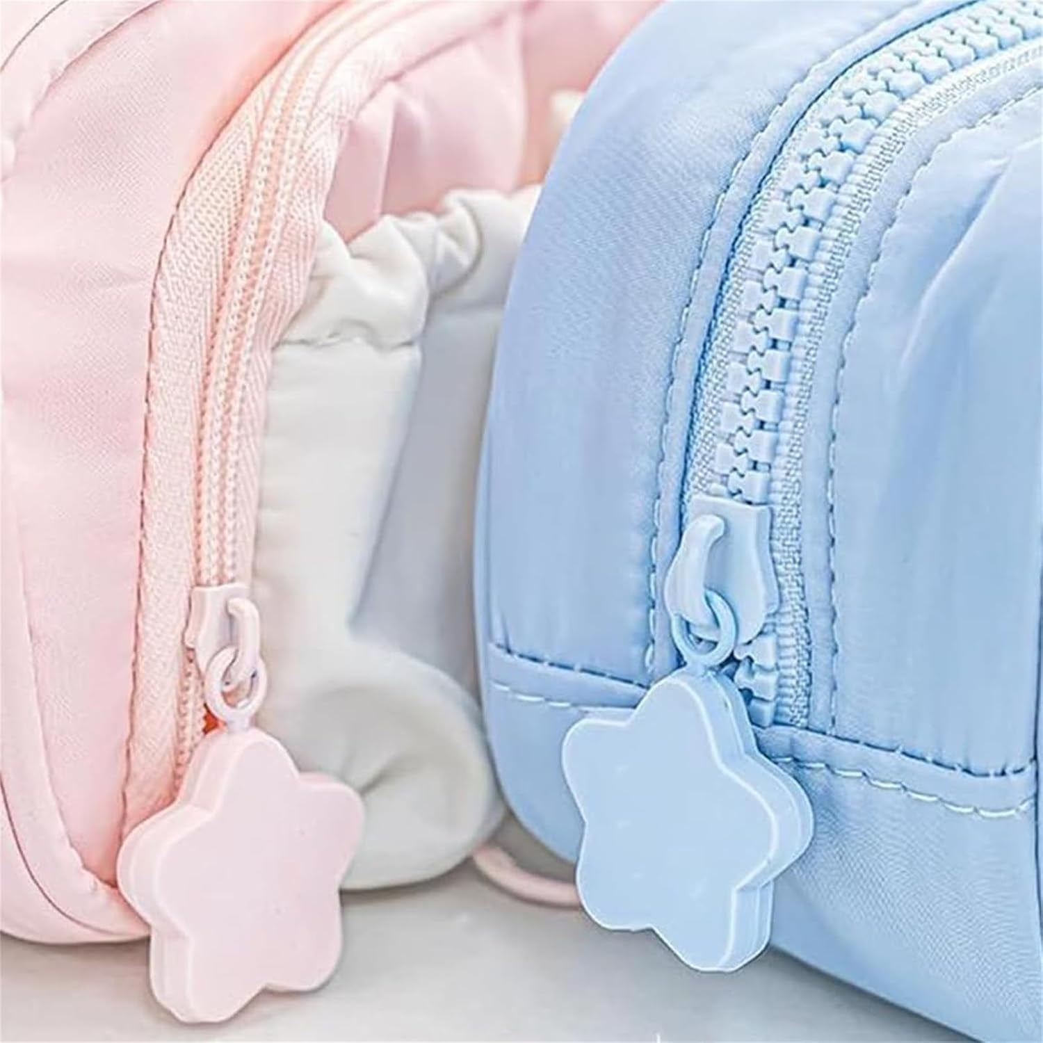 Rosy Posy Pencil Case,Large Capacity Drawstring Multi-Pocket Design, Waterproof, Soft,Simplicity Solid Color Kawaii Pencil Bag High Capacity Stationery Storage Bag Student