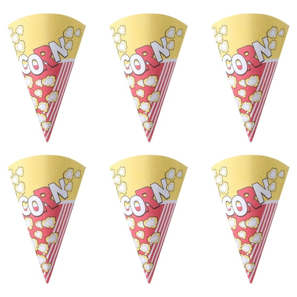 NUOLUX 50pcs Cone Shape Popcorn Paper Bags with Tapered Tips