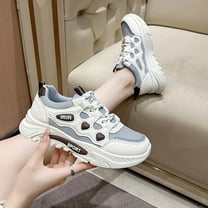 XIMIN Women Breathable Mesh Chunky Lightweight Sneakers Fashion Platform Casual Athletic Running Dad Shoes Comfortable Non-Slip Wedge Walking Tennis Gym Sneakers