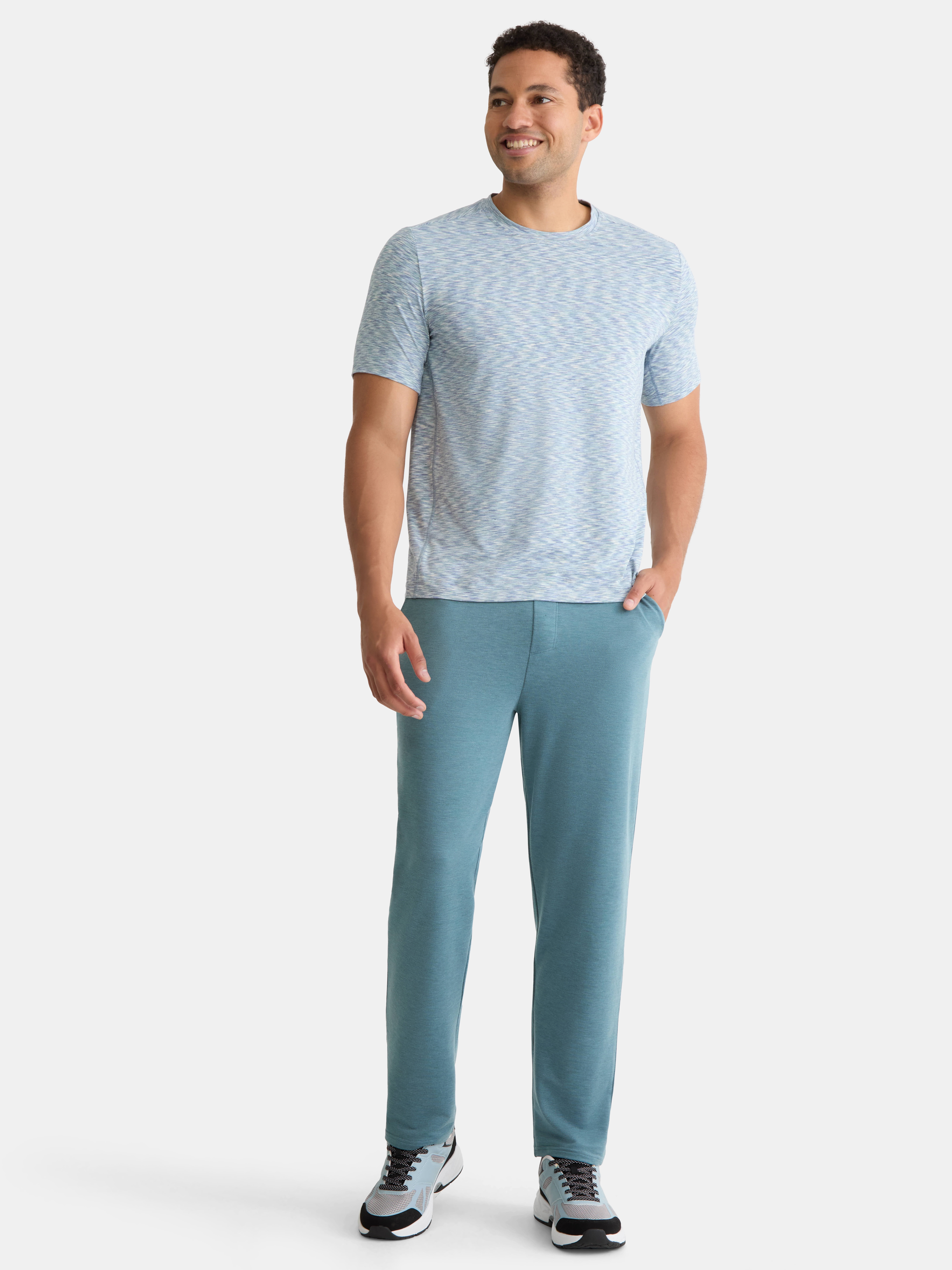Athletic Works Men's and Big Men's Performance French Terry Open Leg Relaxed Sweatpants, Sizes XS-5XL