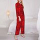 thumbnail image 3 of Balery Red Rose Conjunto de Pijama con Estampado para Mujer, Conjunto de Dos Piezas con Manga Larga, Ropa de Dormir Suave con Bolsillos, Pijamas Cómodos-Small, 3 of 7