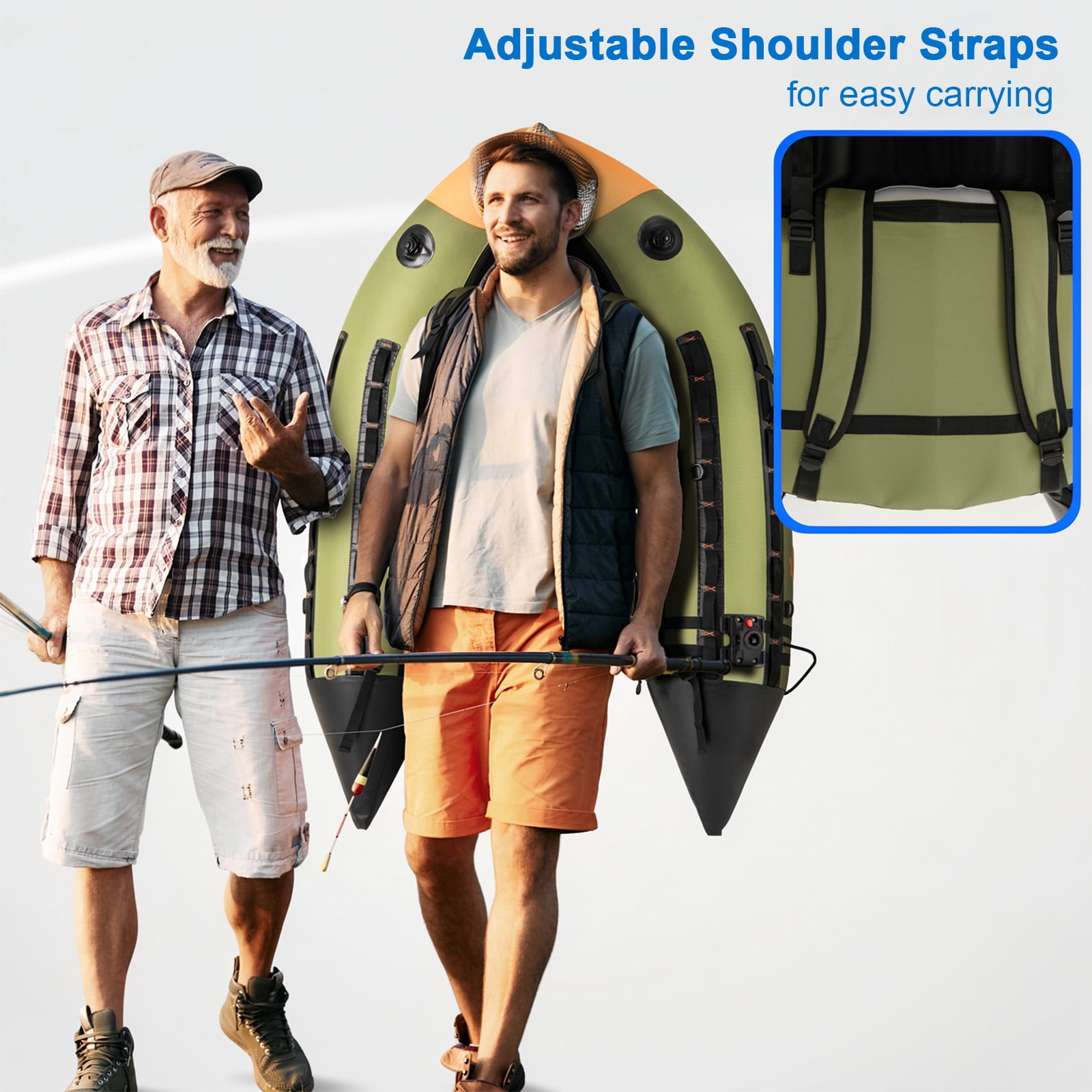 Airfind Inflatable Fishing Boat with 3 Storage Boxes-Green