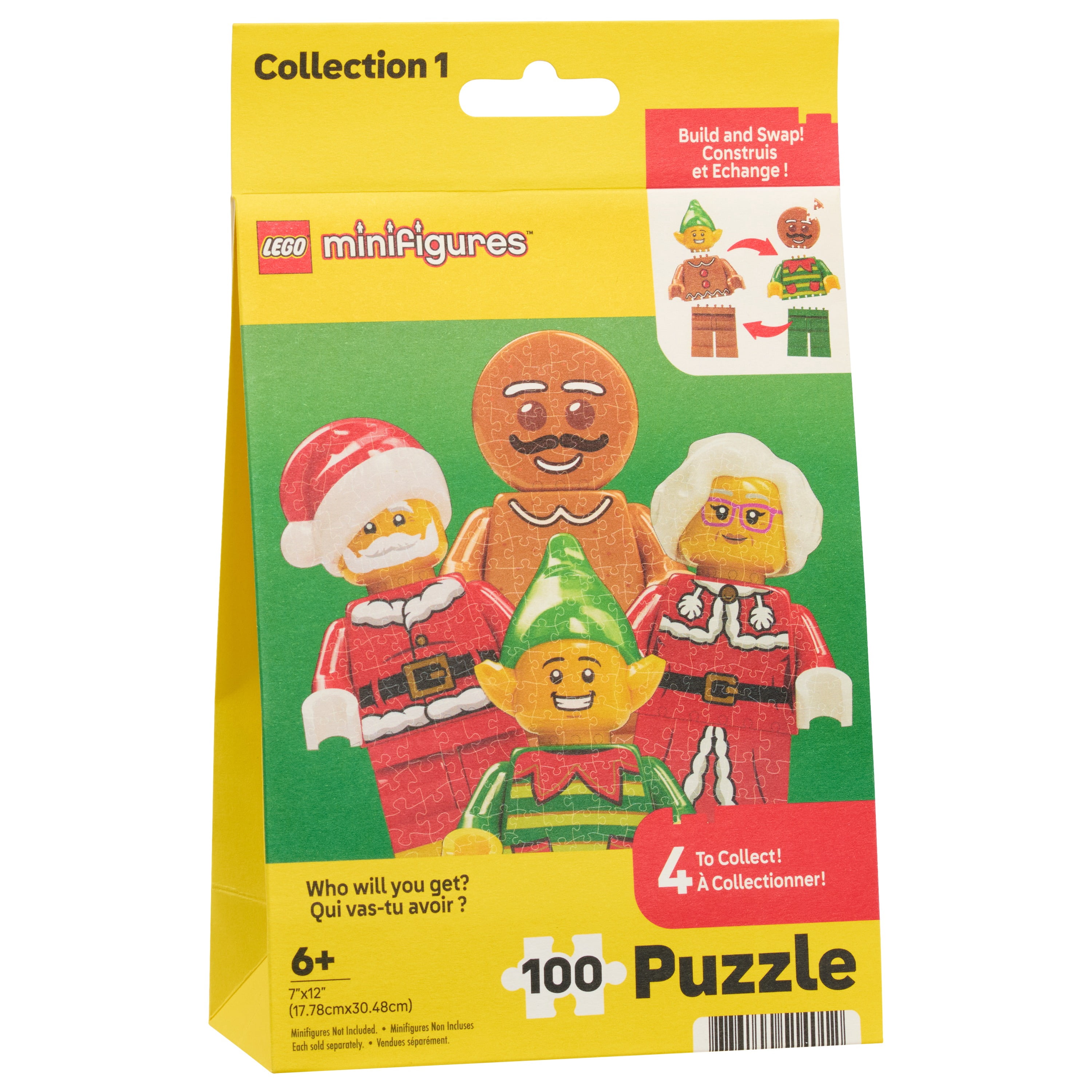 LEGO® Minifigures Christmas Blind Puzzle, 100 Pieces, 1 Puzzle per Package, 4 to Collect, Ages 6+