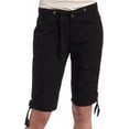 thumbnail image 3 of Bermudas para mujer, pantalones cortos hasta la rodilla, cintura baja, cordón en la cintura, bolsillo con solapa, pantalones cortos, moda 2023, cordón negro, grande, 3 of 5