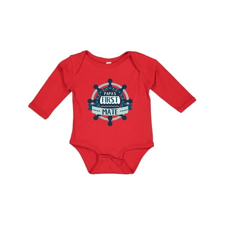 

Inktastic Papa s First Mate Gift Baby Boy or Baby Girl Long Sleeve Bodysuit