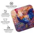 thumbnail image 4 of Kll Square Drink Coasters Set Of 4,Pu Leather Absorbent Coasters Set Decorative Coffee Cup Coasters Housewarming Gift For Home Decor-Rooster Oil Painting, 4 of 9