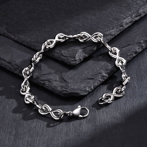 Romatic Love Infinity Links Bracelets for Couples,Waterproof 14K White Gold Chain Wristband, Men Women Promise Love Gift