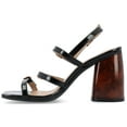 thumbnail image 3 of Journee Womens Norina Faux Marble Block Heel Dress Sandals, 3 of 10