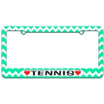 Tennis Love with Hearts License Plate Tag Frame, Multiple Colors