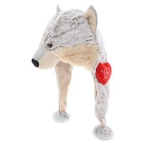 Dollibu I Love You Heart Super Soft Plush Wolf Hat - 16 inches