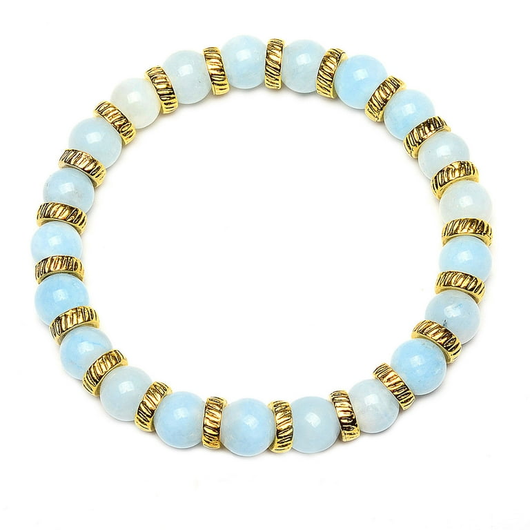 ELYA Jewelry Women's Dyed Light Blue Jade Stone Stretch Bracelet