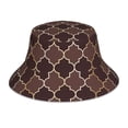 thumbnail image 3 of Daiia Brown Gold Grid Pattern Bucket Hat - Trendy Cotton Sun Hat for Beach, Golf, Fishing - Fun Outdoor Vacation Boonie for Men and Women, 3 of 9
