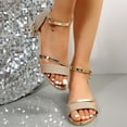 thumbnail image 3 of Mepaouo Women's Low Block Heel Dress Sandals Ankle Strap Open Toe Glitter Casual Walking Heels Shoes, 3 of 8